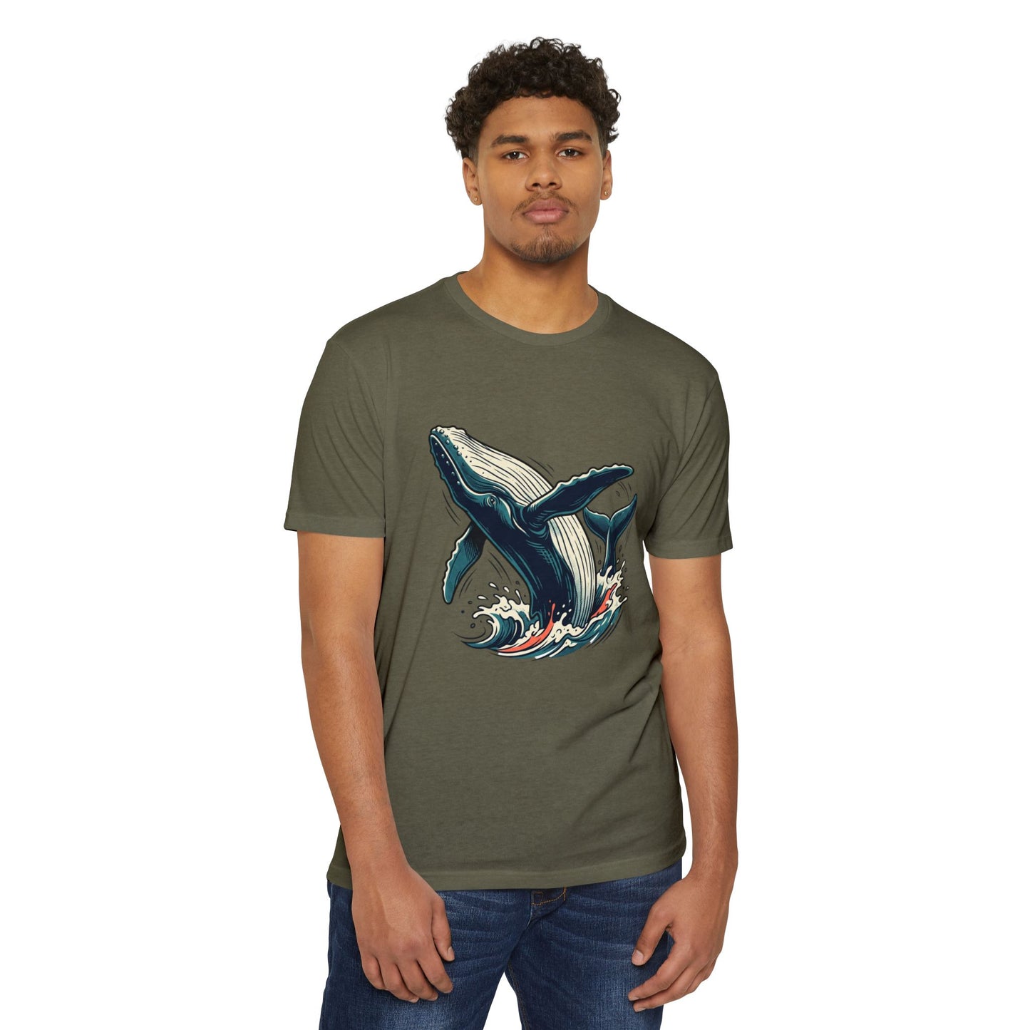 Whale Wave Graphic T-Shirt — Ocean Humpback Illustration Tee