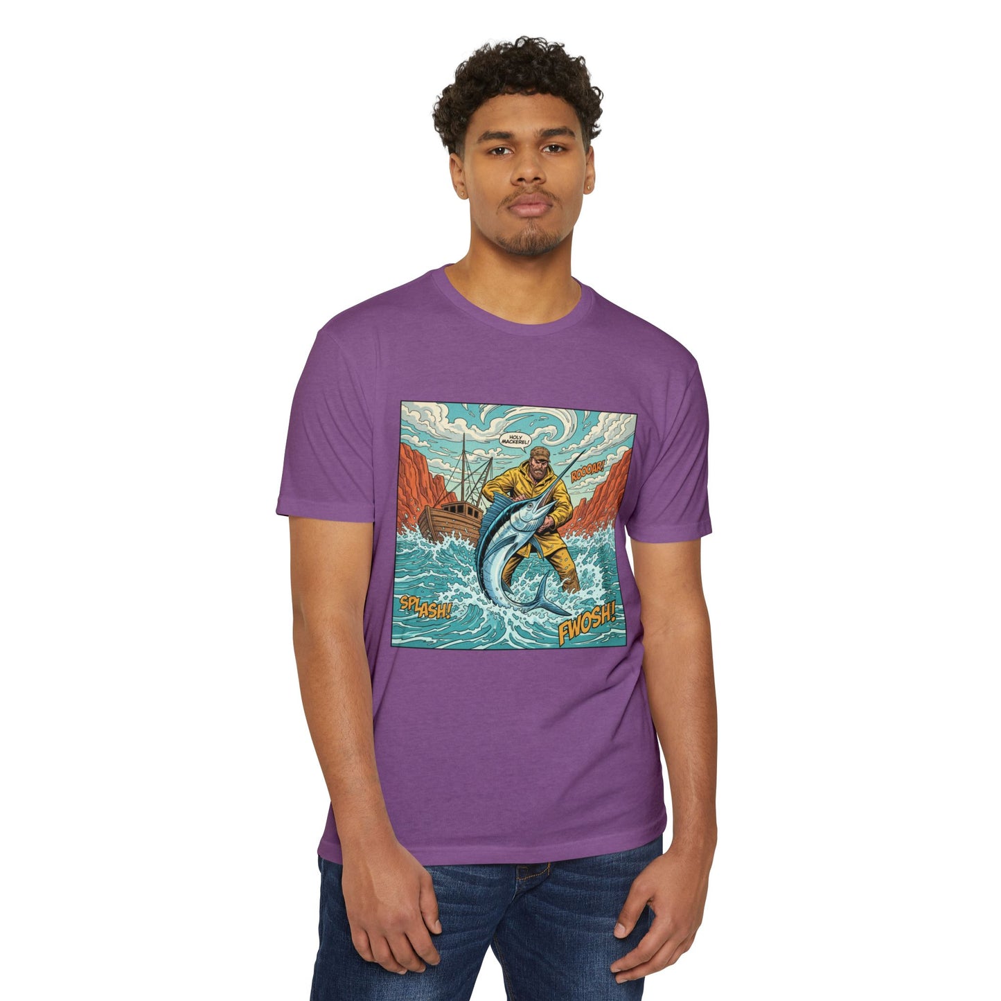 Retro Fisherman 'FWOSH' Fishing Graphic T-Shirt