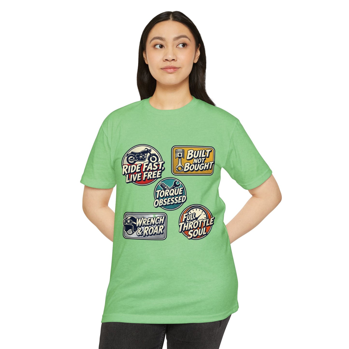 Built Not Bought Vintage Motorcycle Badge T-Shirt