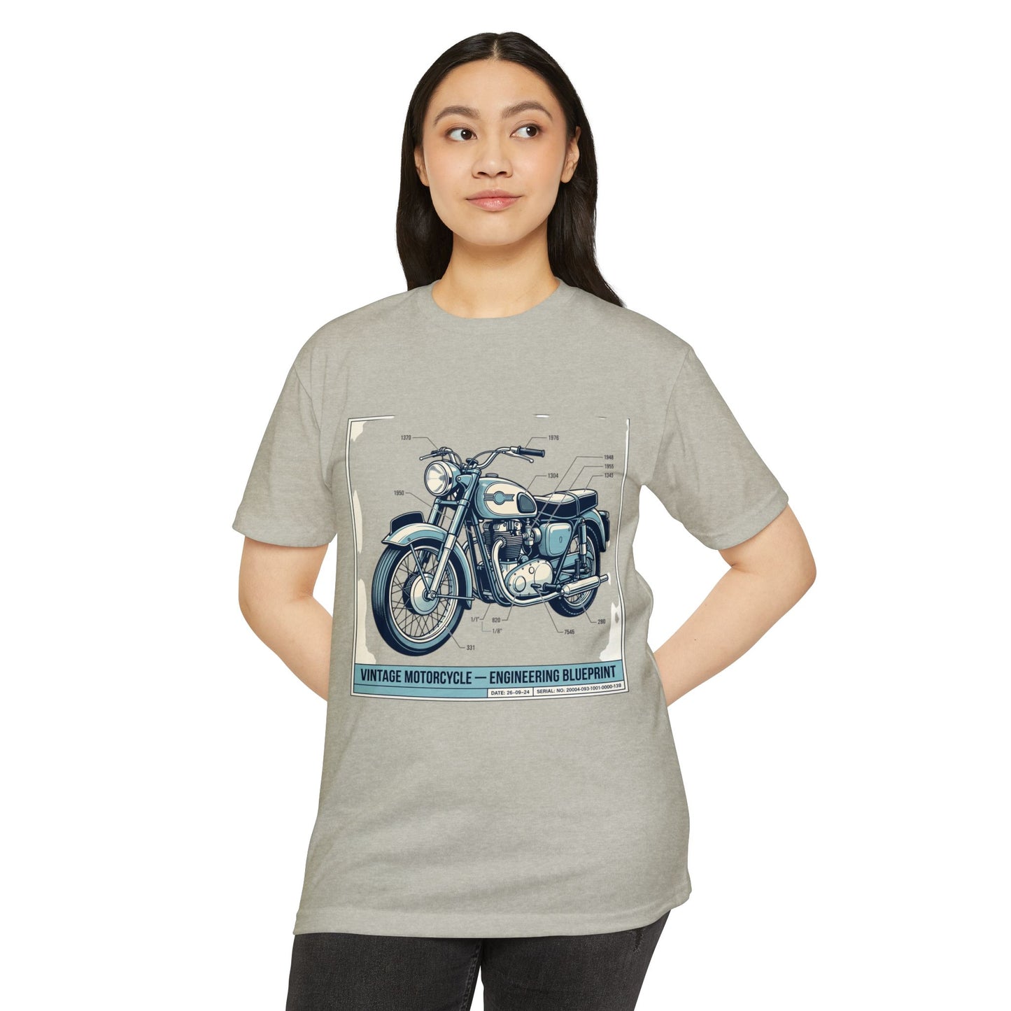 Vintage Motorcycle Blueprint T-Shirt — Classic Engineering Bike Tee