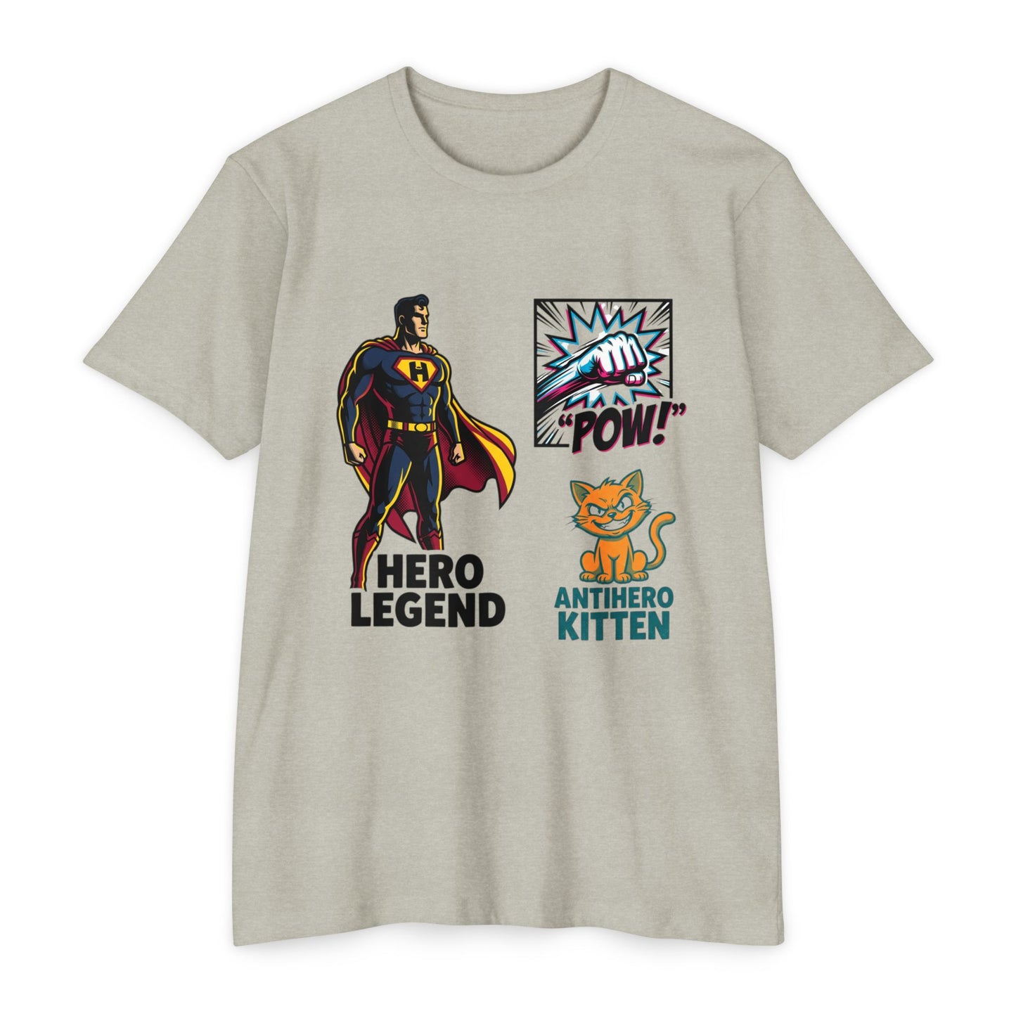 Hero Legend vs Antihero Kitten T-Shirt — Funny Comic Superhero Tee
