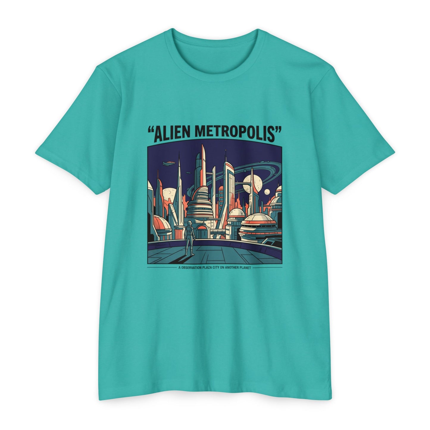 Alien Metropolis Retro Futuristic Sci‑Fi City T-Shirt