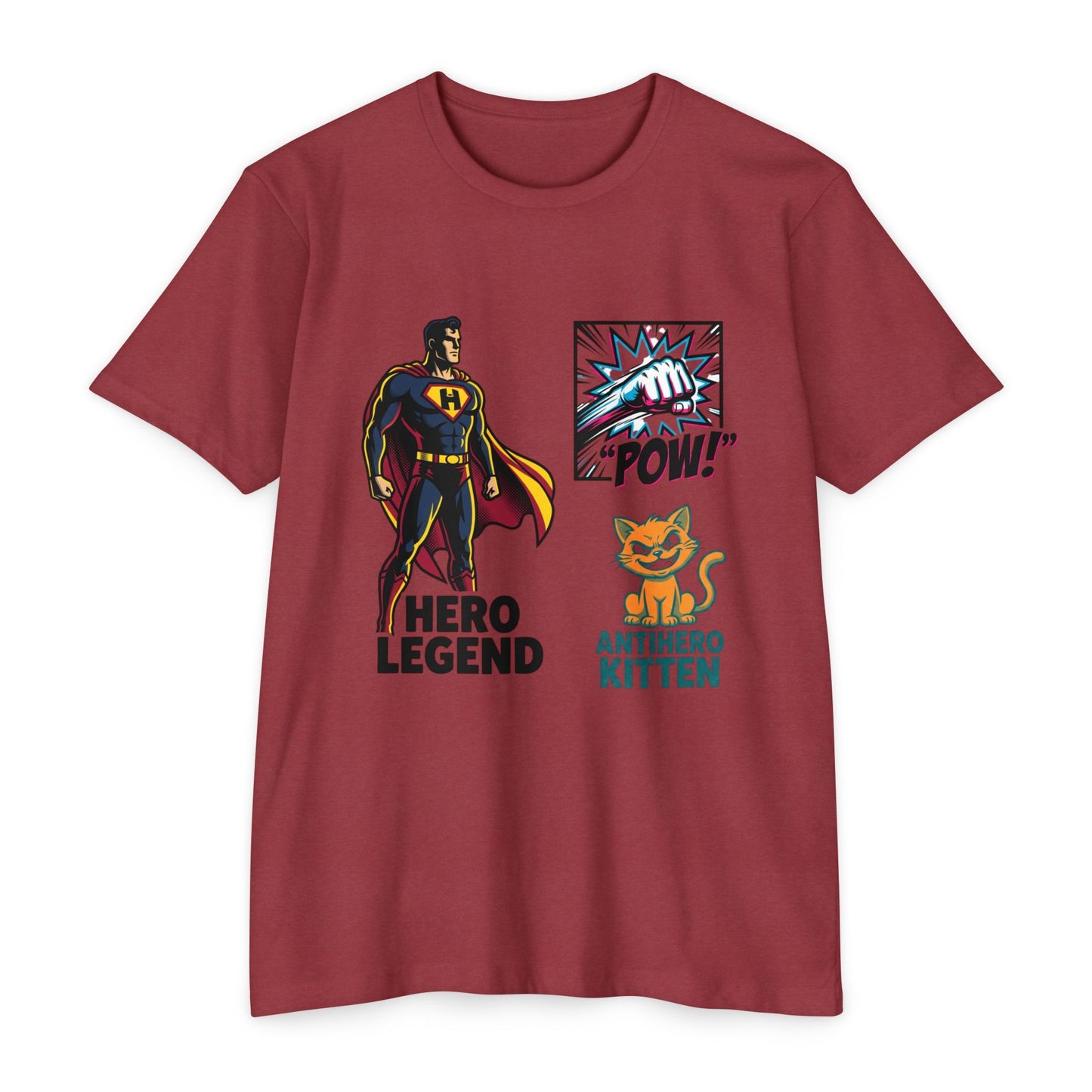 Hero Legend vs Antihero Kitten T-Shirt — Funny Comic Superhero Tee