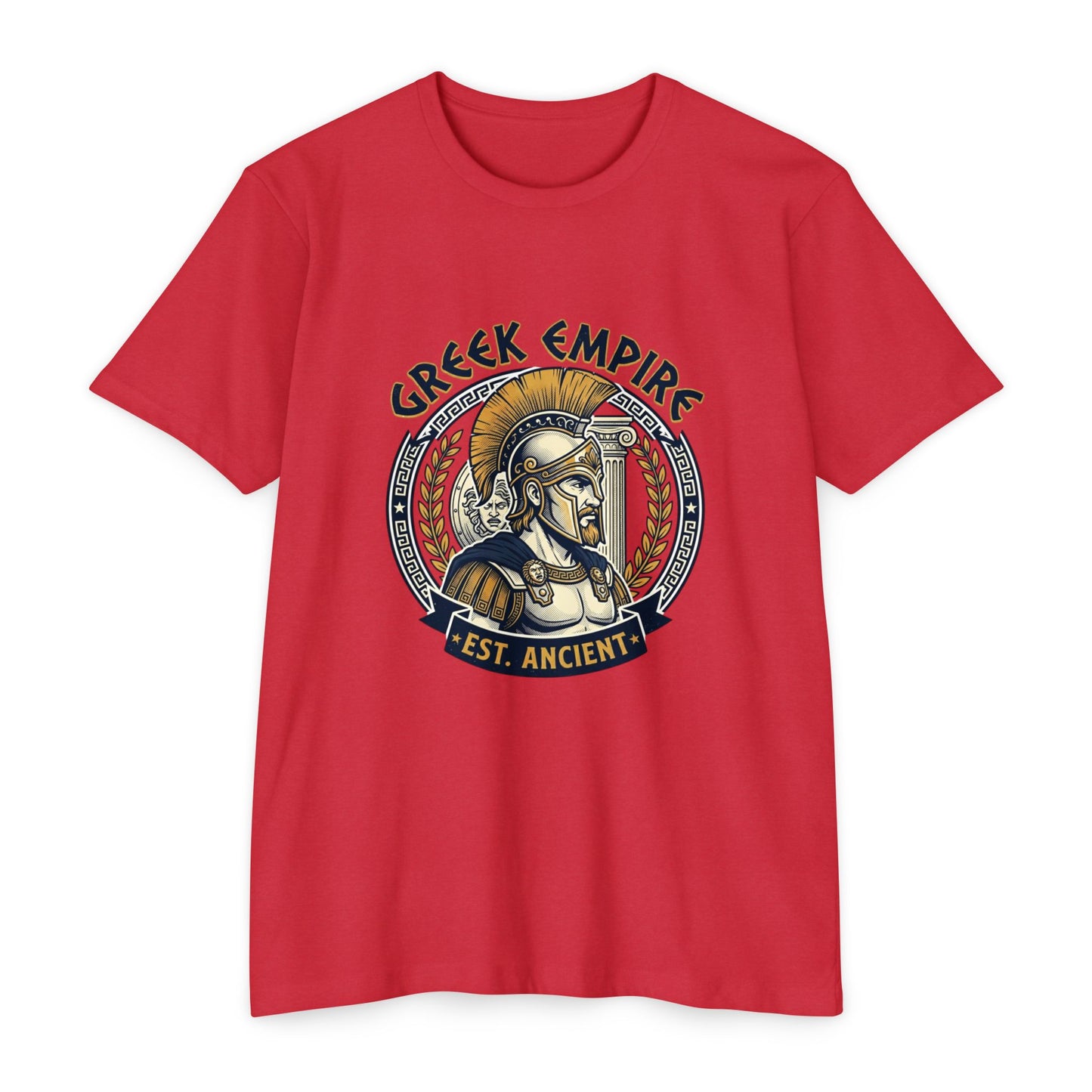 Greek Empire T-Shirt – 'Est. Ancient' Spartan Helmet Graphic
