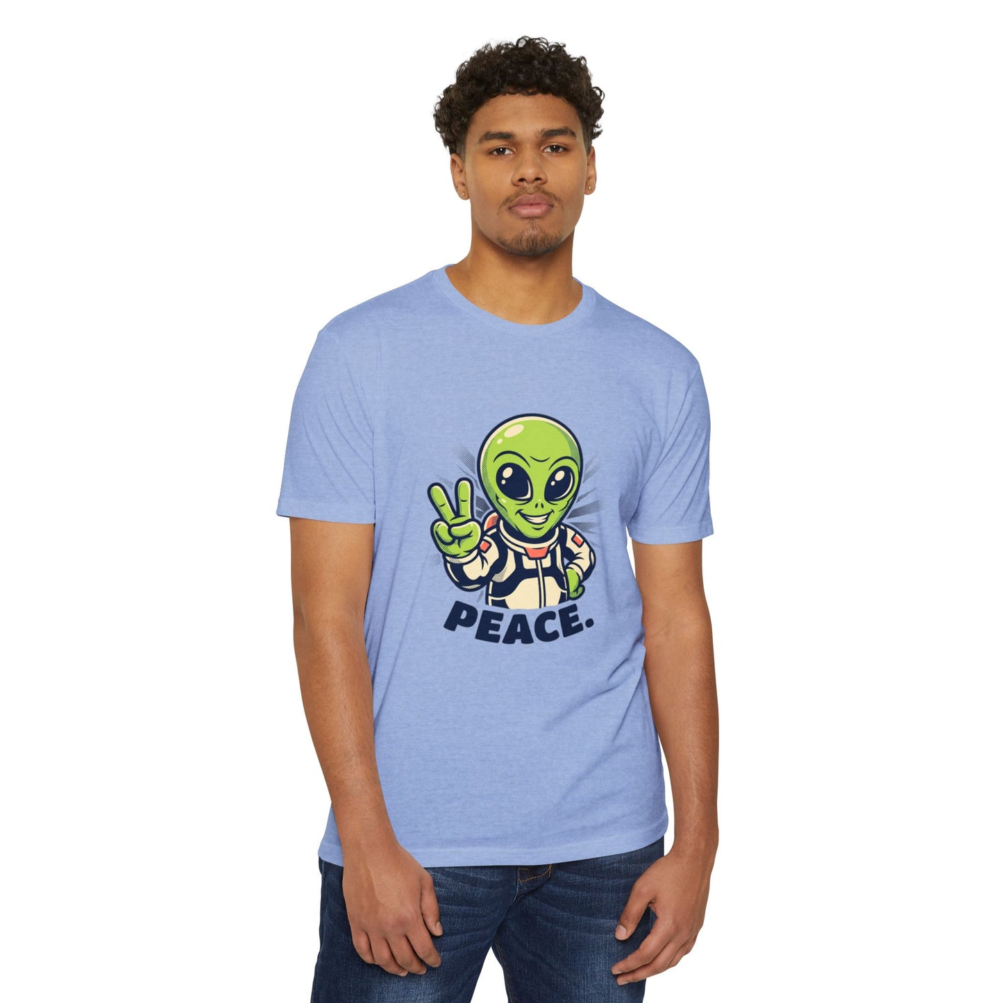 Alien Peace T-Shirt — Cute Green Astronaut Giving Peace Sign
