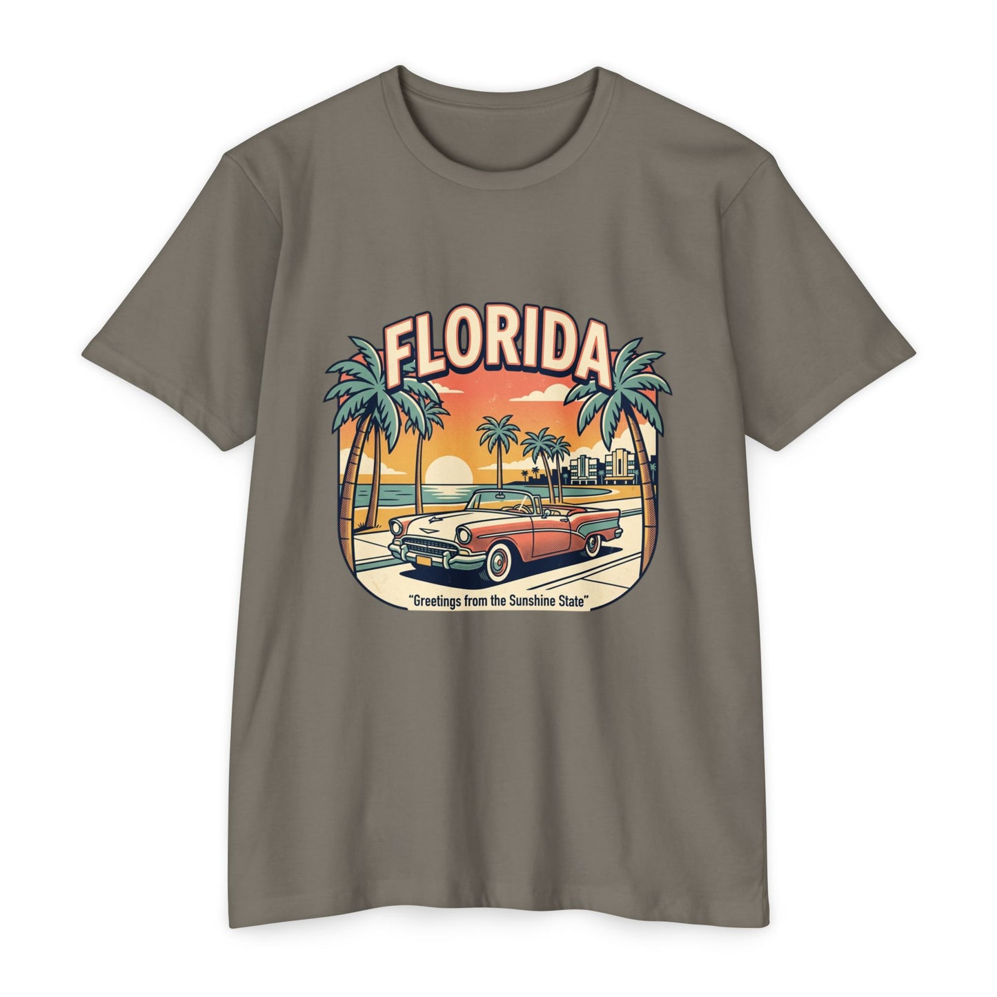 Florida Vintage Sunset T-Shirt — "Greetings from the Sunshine State"
