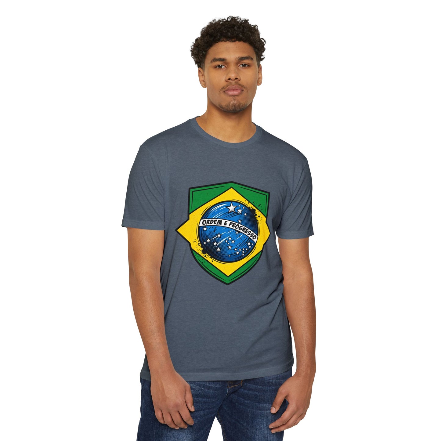 Brazil Flag Crest T-Shirt — Brazilian Soccer/Patriot Pride Tee