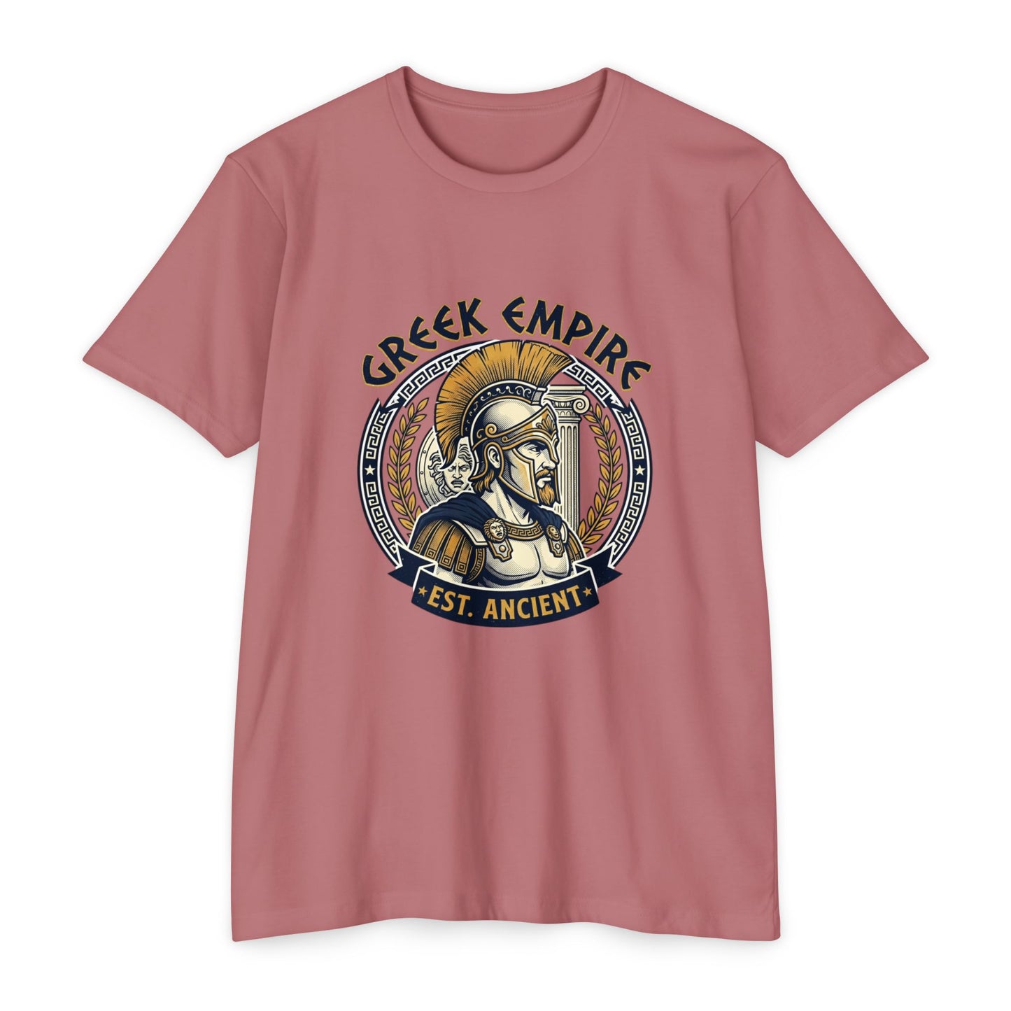 Greek Empire T-Shirt – 'Est. Ancient' Spartan Helmet Graphic