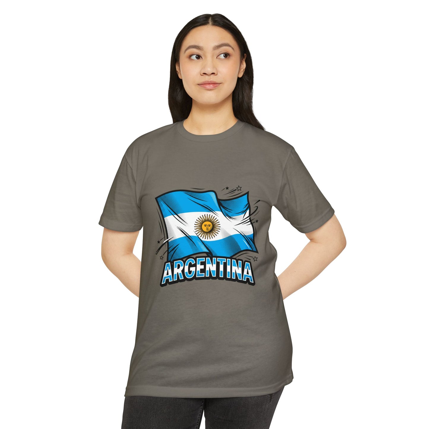 Argentina Flag Waving Graphic T-Shirt