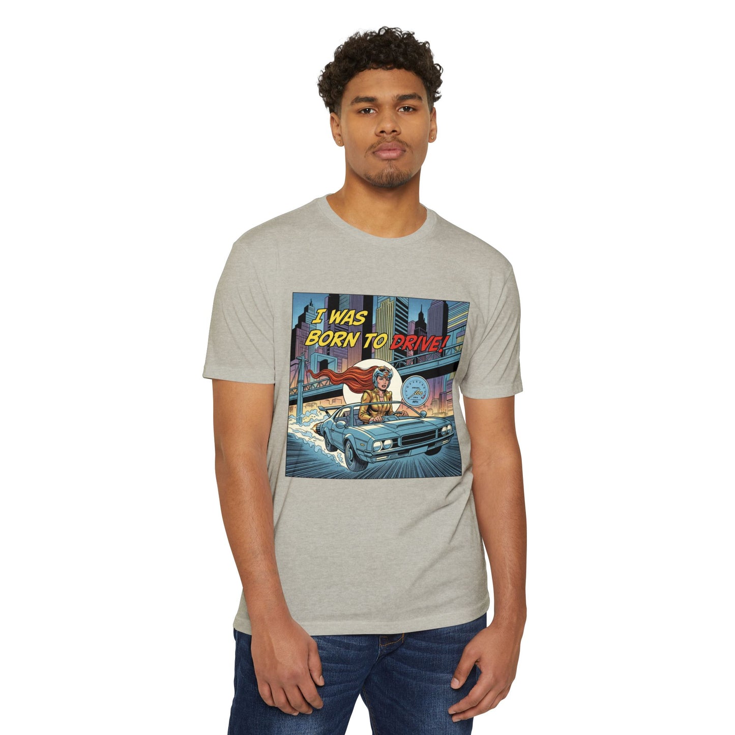 I Was Born to Drive Retro Comic Car T-Shirt