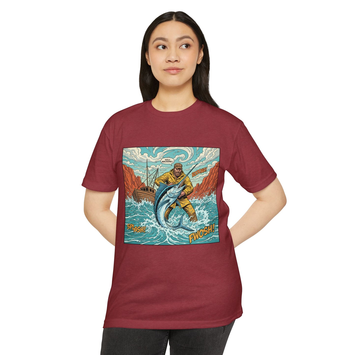 Retro Fisherman 'FWOSH' Fishing Graphic T-Shirt