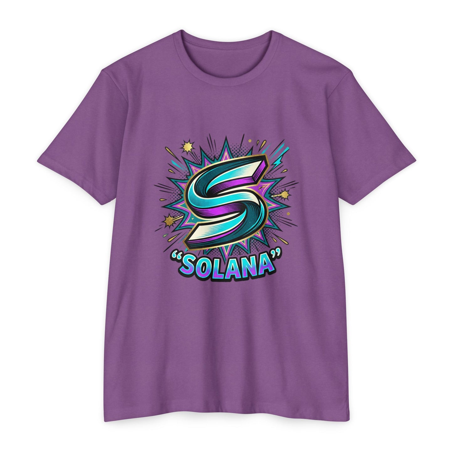 Camiseta com o logotipo Solana Comic — Camiseta Cripto Retrô Gamer