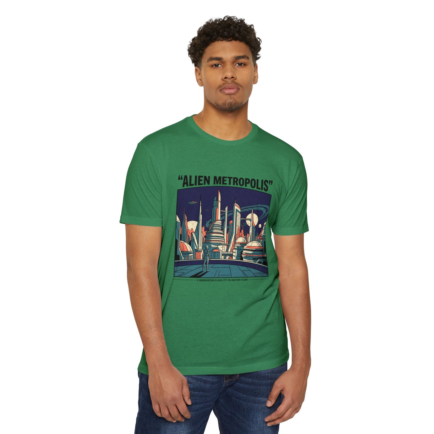 Alien Metropolis Retro Futuristic Sci‑Fi City T-Shirt