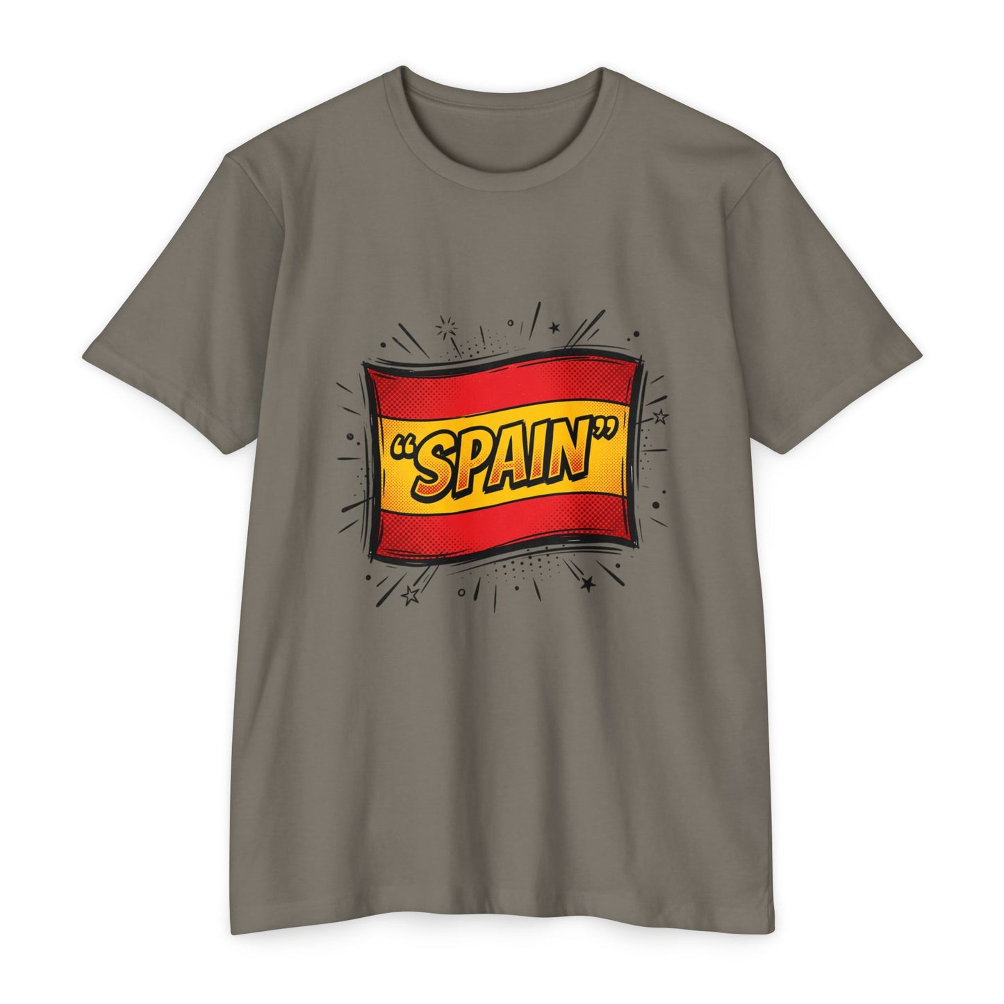 Spain Retro Comic Flag T-Shirt — 'SPAIN' Graphic Tee