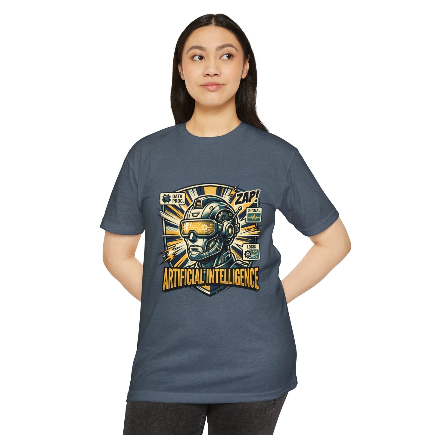 AI Robotics Graphic T-Shirt — "Artificial Intelligence" Retro Helmet Design