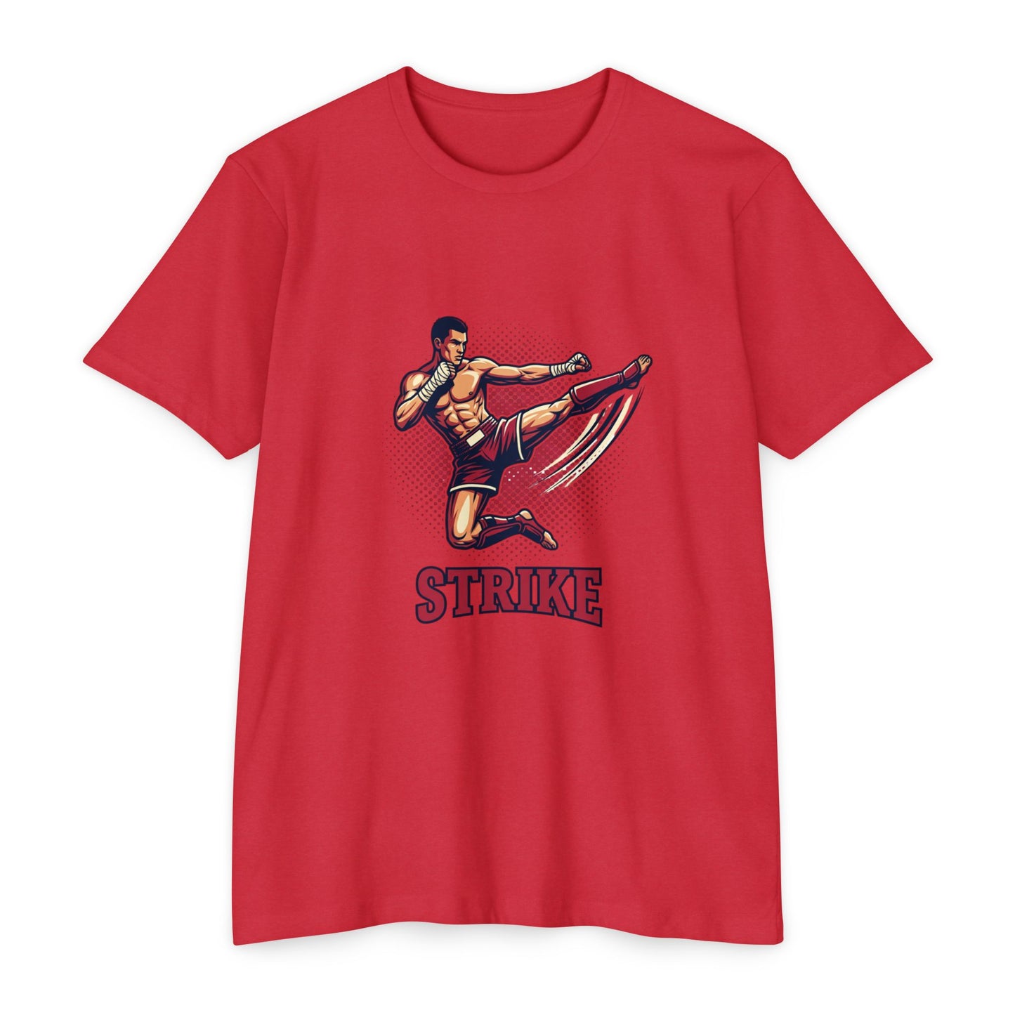 Camiseta de Chute de Artes Marciais — Camiseta Gráfica Retrô 'STRIKE' de Lutador