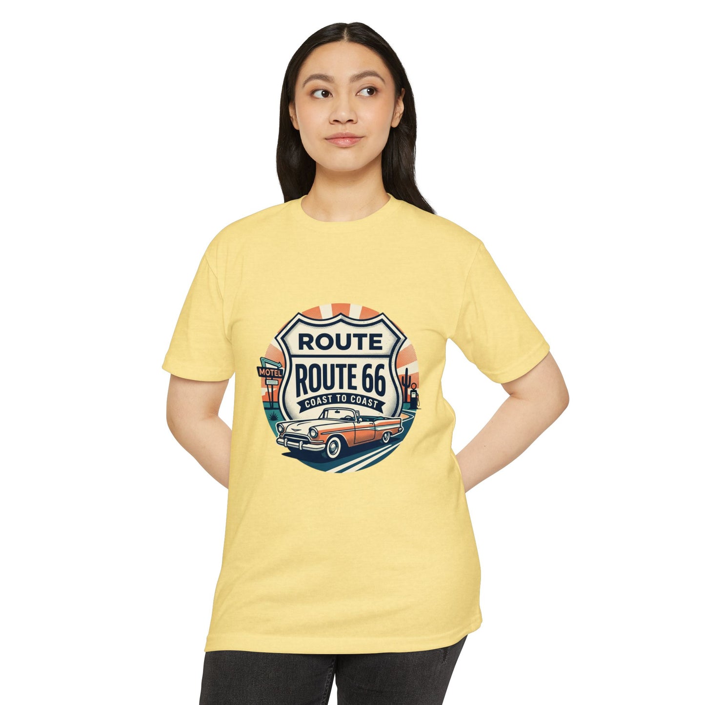 Route 66 Vintage Car T-Shirt — Classic Road Trip Retro Tee