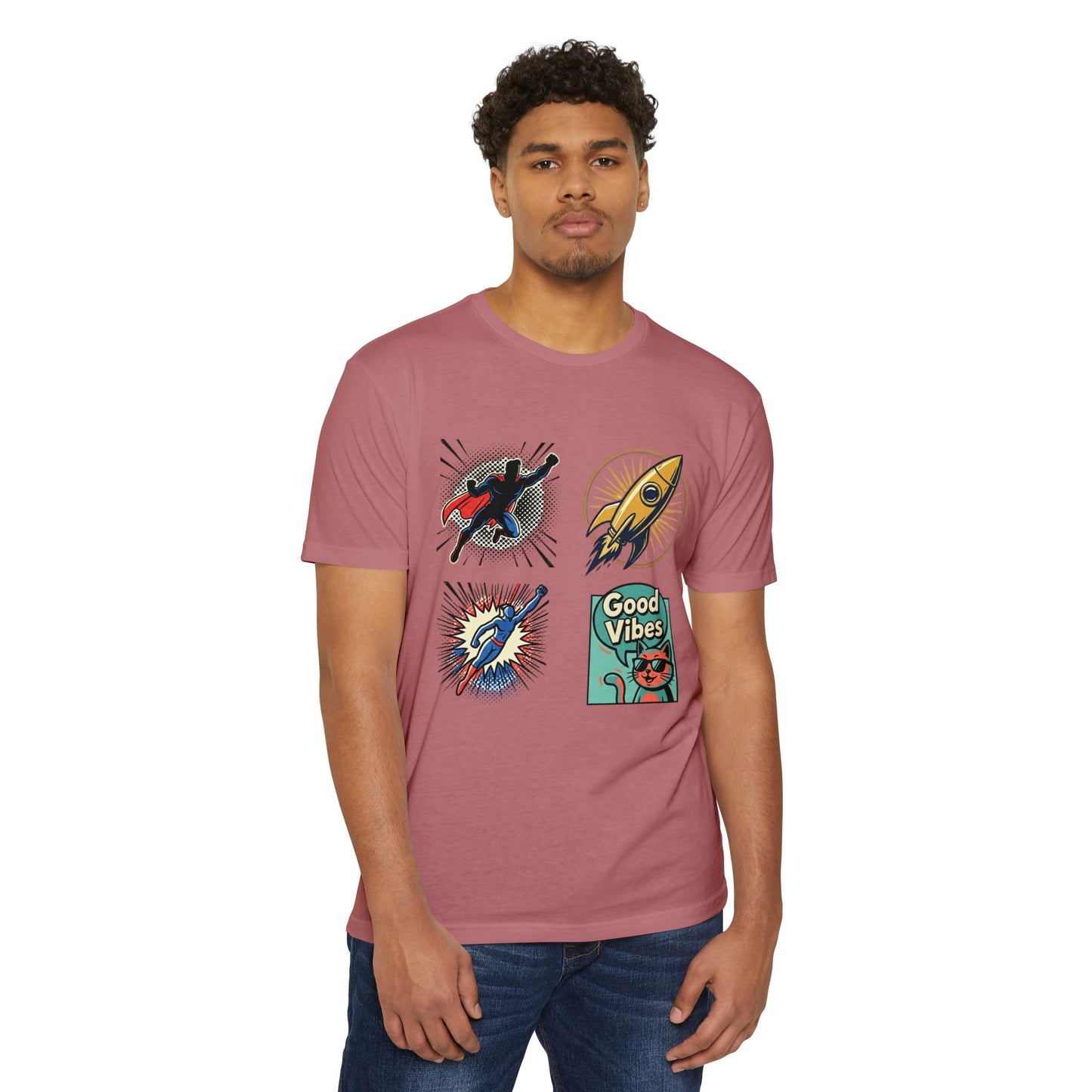 Good Vibes Rocket Retro Comic Patch T-Shirt