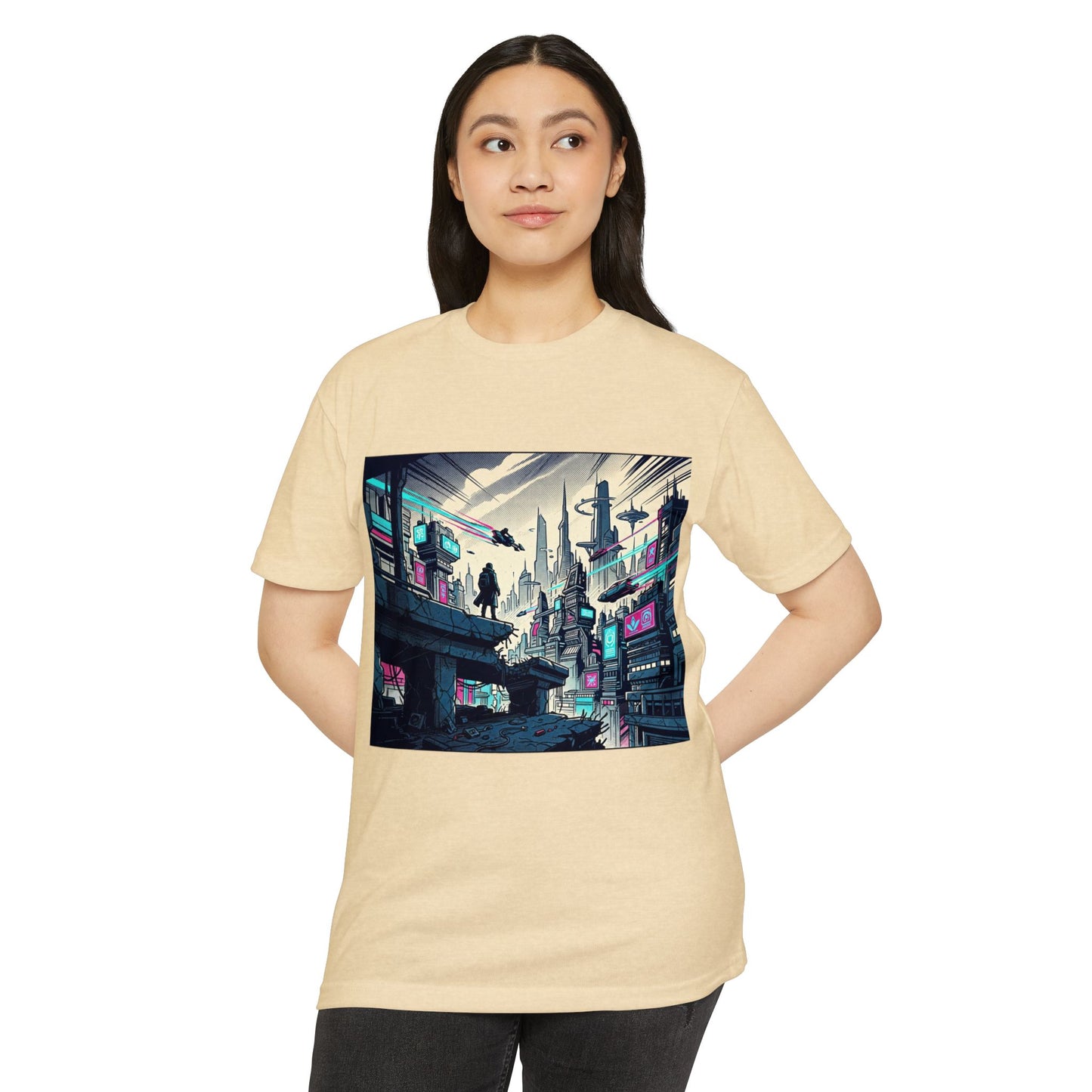 Cyberpunk Cityscape T-Shirt — Neon Futuristic Streetwear