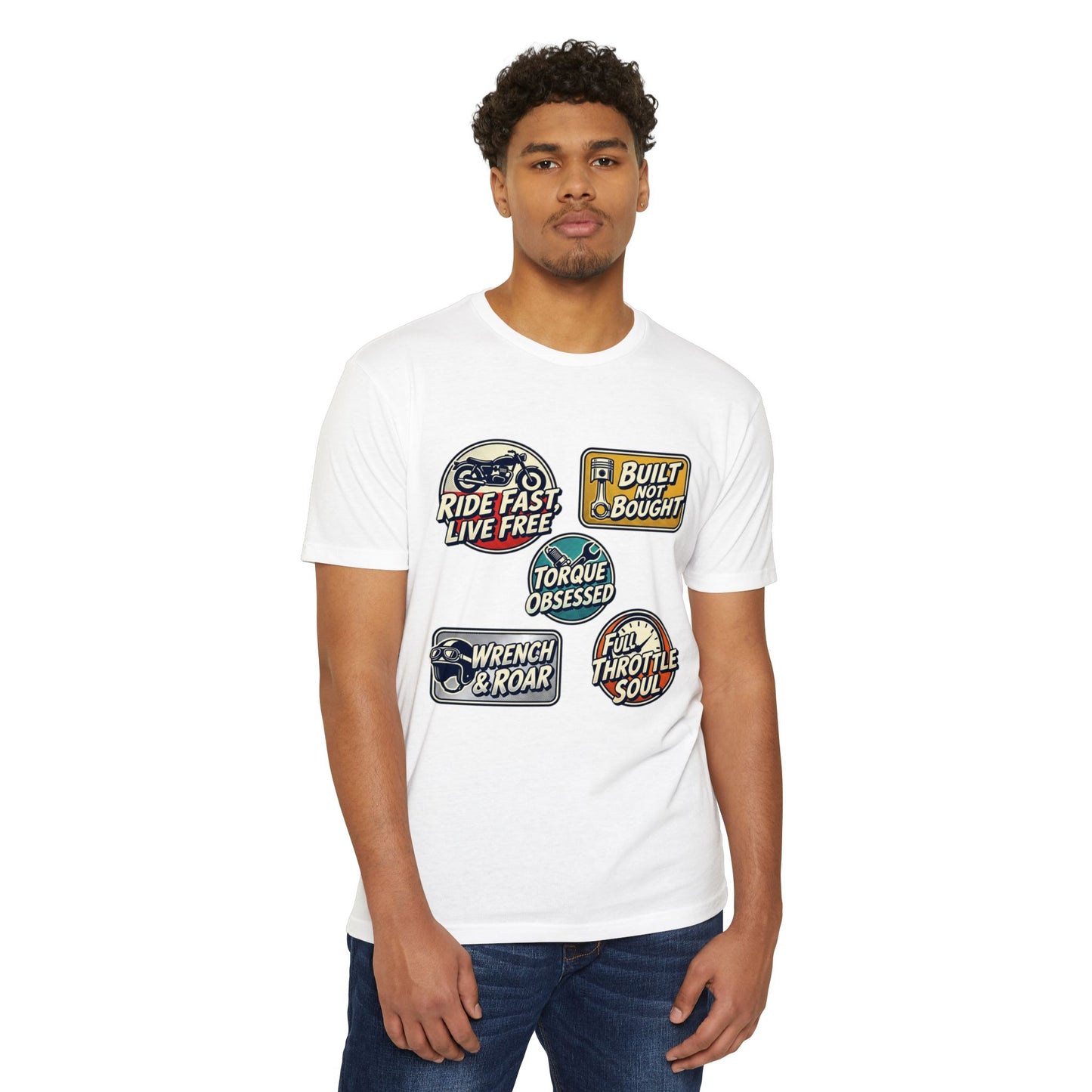 Built Not Bought Vintage Motorcycle Badge T-Shirt