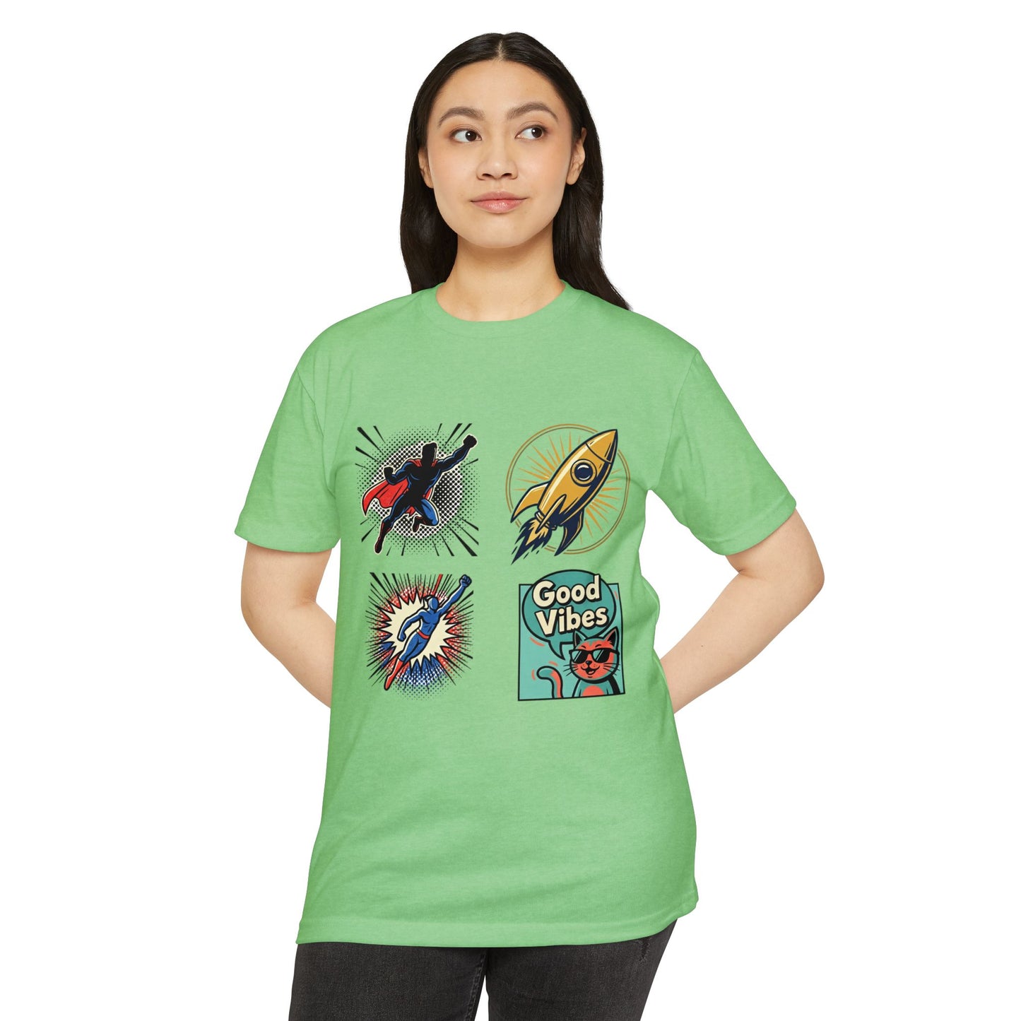 Good Vibes Rocket Retro Comic Patch T-Shirt