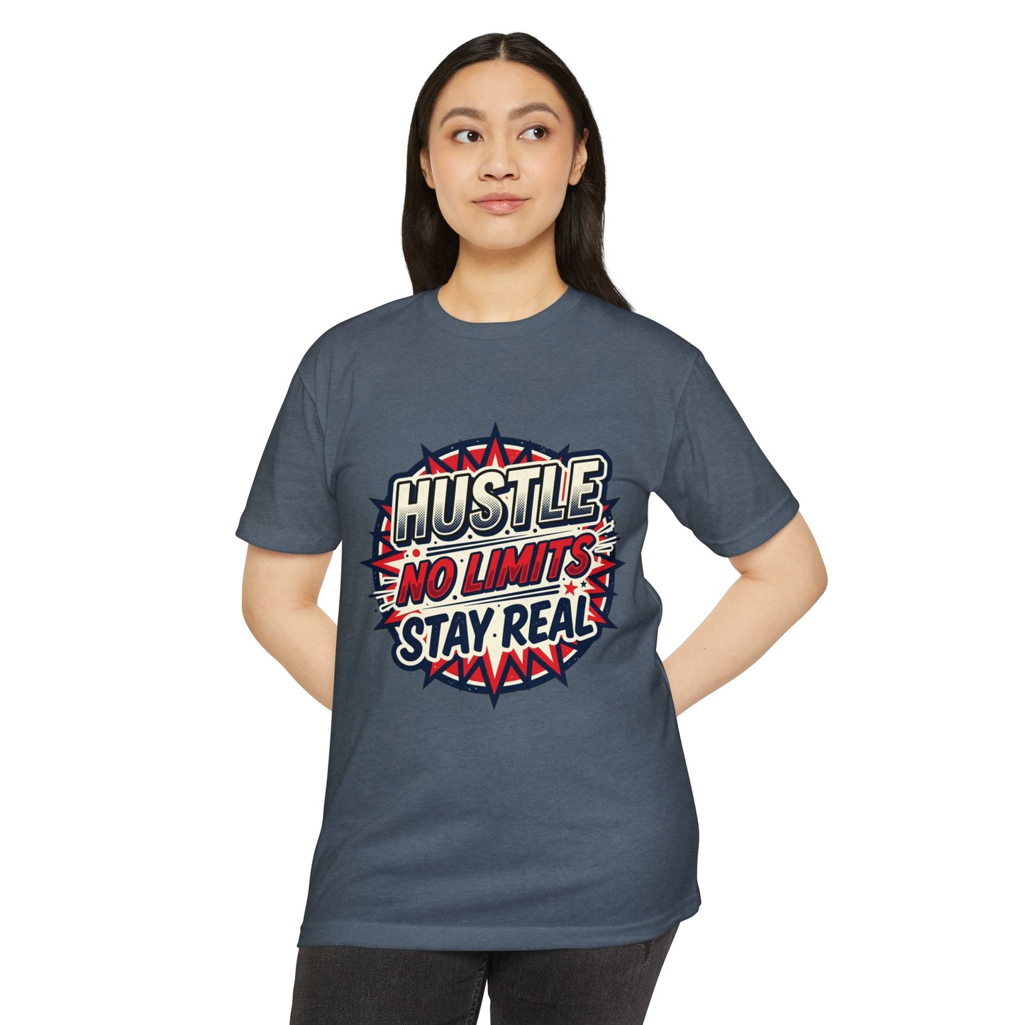 Hustle No Limits Stay Real Graphic T-Shirt