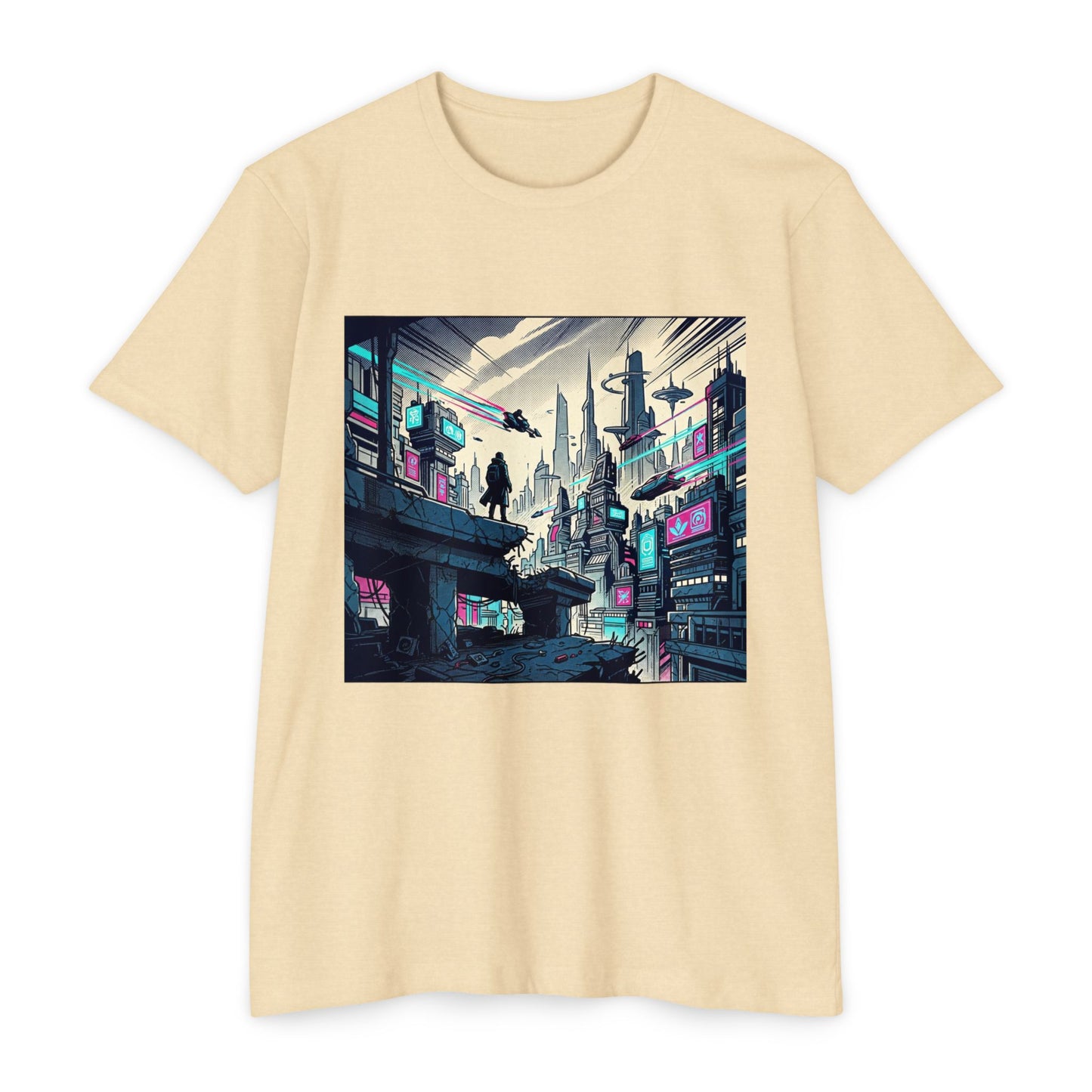 Cyberpunk Cityscape T-Shirt — Neon Futuristic Streetwear