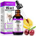 15-in-1 Cat Vitamins and Supplements Liquid Drops for pets, promotes immunity, skin health, and joint wellness.