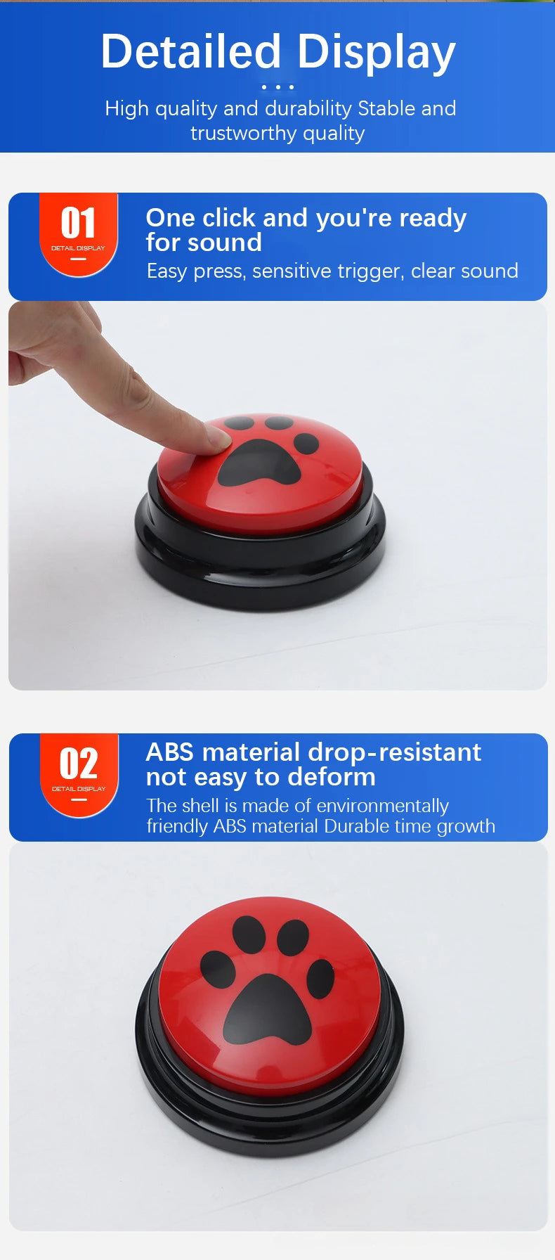 Pet Communication Button Dog Sound Box Training Talking Toys Long Lasting Battery Life Recording Speaker Squeeze Give Voice