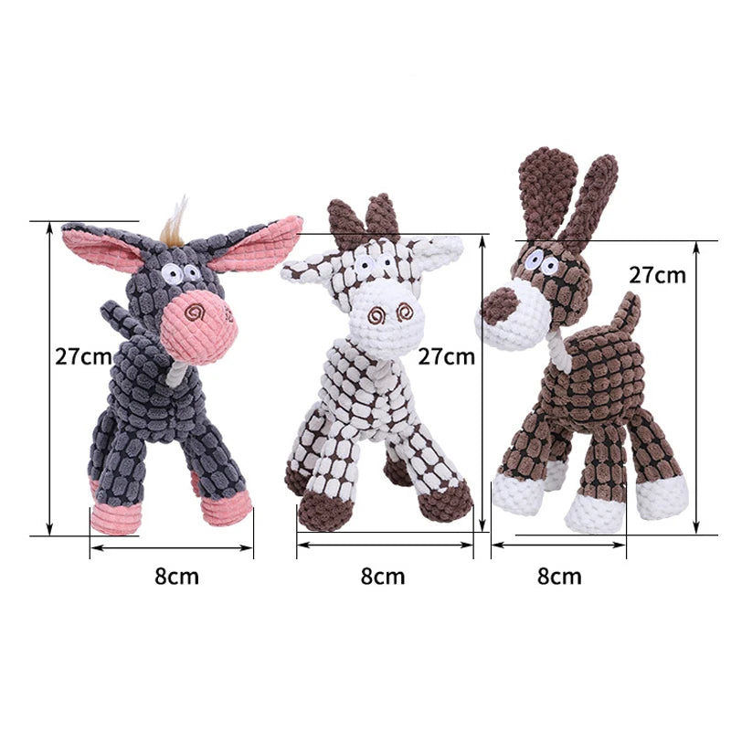 Donkey Dog Toys for Large Dogs Plush Stuffed Dog Toys for Aggressive Chewers Stuffed Dog Toys Durable Squeaky Puppy Chew Toys
