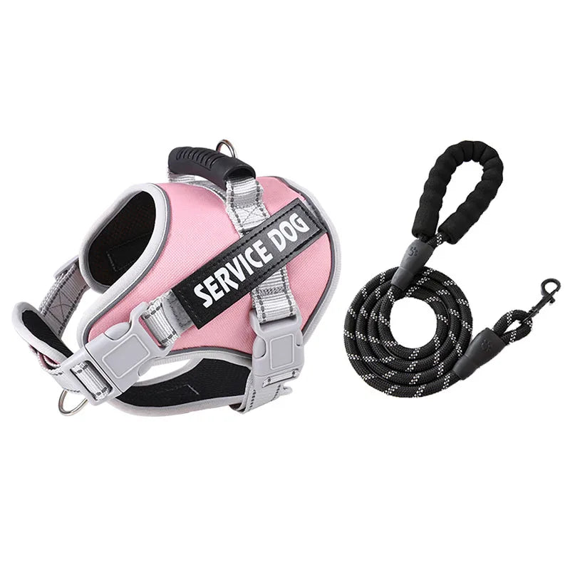 Service dog chest harness with leash suitable for large dogs, no pull design, perfect pet control strap accessories.