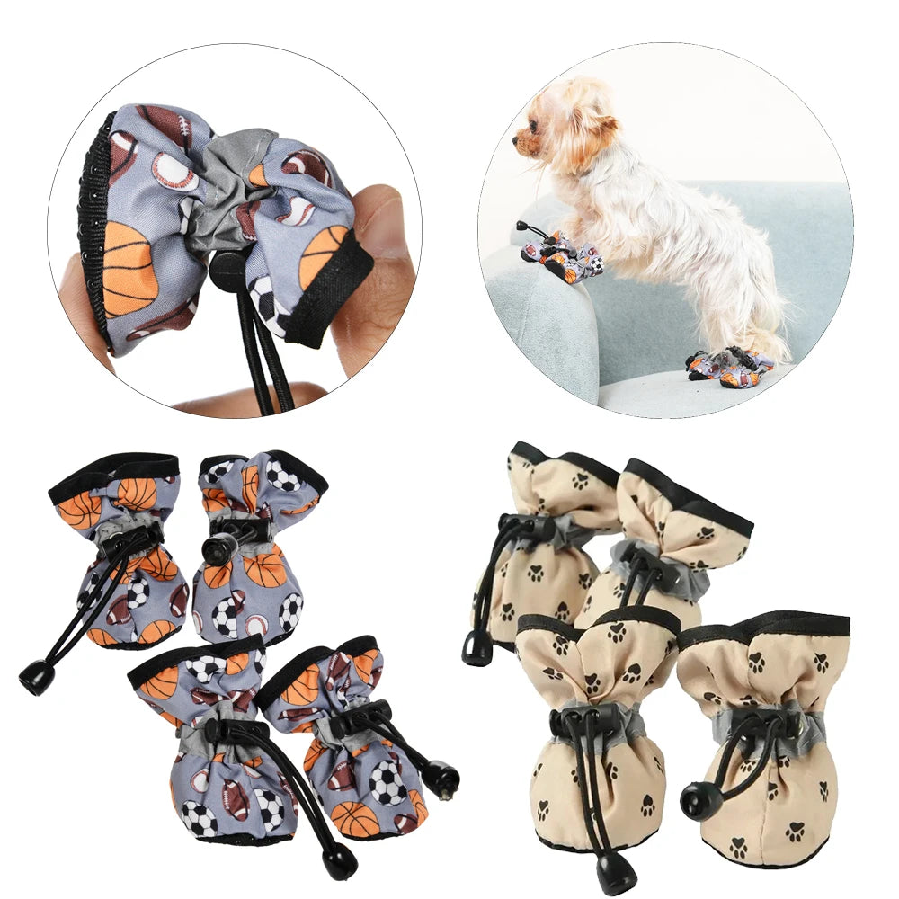 4Pcs Pet Dog Shoes Waterproof Puppy Small Medium Dogs Cat Puppy Socks Warm Snow Anti-slip Boots Pet Rain Shoes Yorkie Sneakers