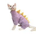 Cat Clothes Dinosaur Shape Winter Sphynx Cat Pajamas Costume Fleece Warm Cat Jacket For Indoor Hairless Cats Halloween Party