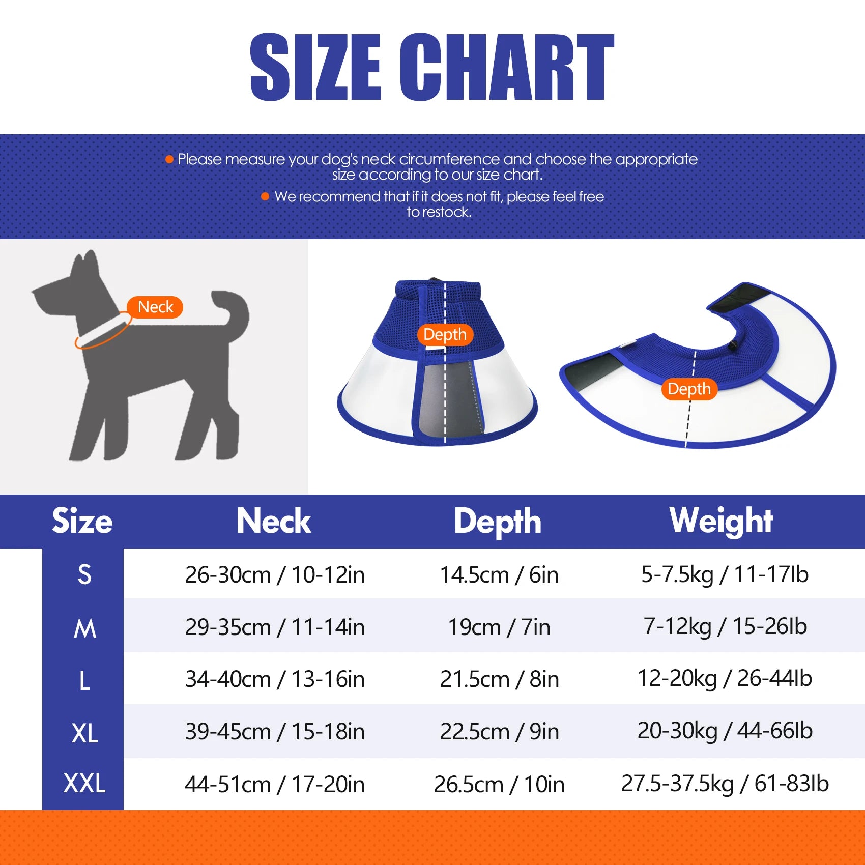 Pet Recovery Collar for Dogs After Surgery Adjustable Dog Neck Cone Surgical Elizabeth E-Collar Prevent Biting and Licking Wound