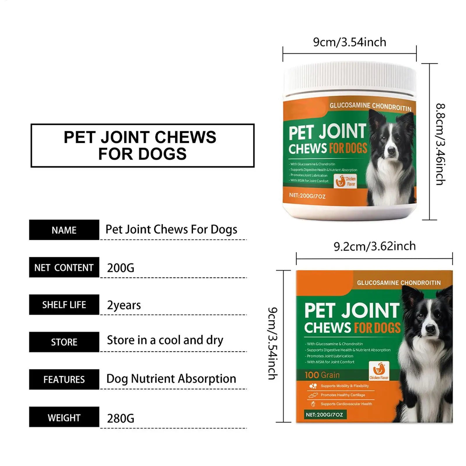 Dog Joint Supplement Chewable Pill Nutrient Pet 100-piece Joint Health For Dogs For Home Travel Daily Care Digestive Absorption