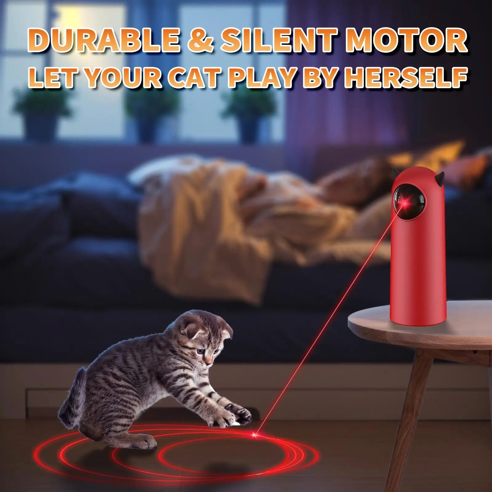 Cat Toys for Indoor Cats, [2025 Newly Upgraded] Real Trajectory Motion Activated Cat Toy, Automatic Laser Pointer Interactive A