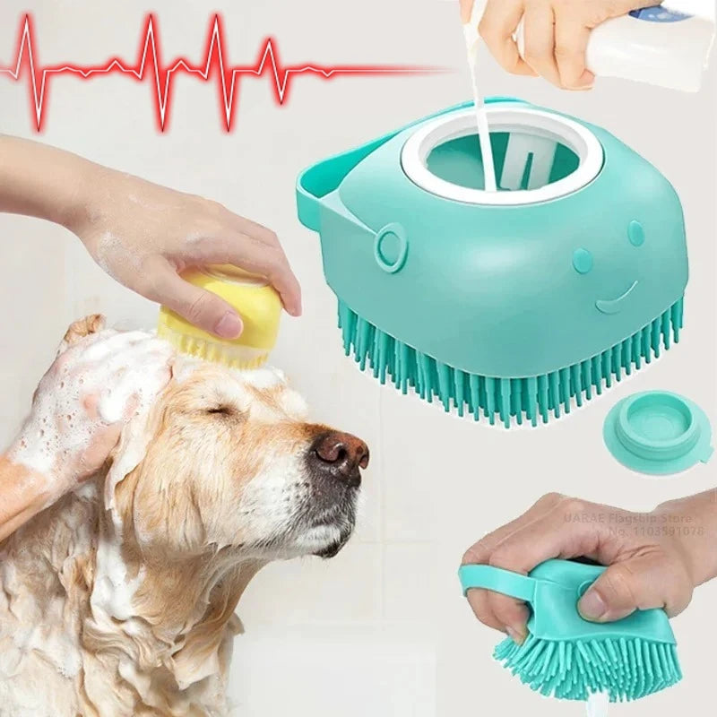 Pet bath brush, massage brush, shampoo, body wash dispenser, dog and cat shower, beauty tools