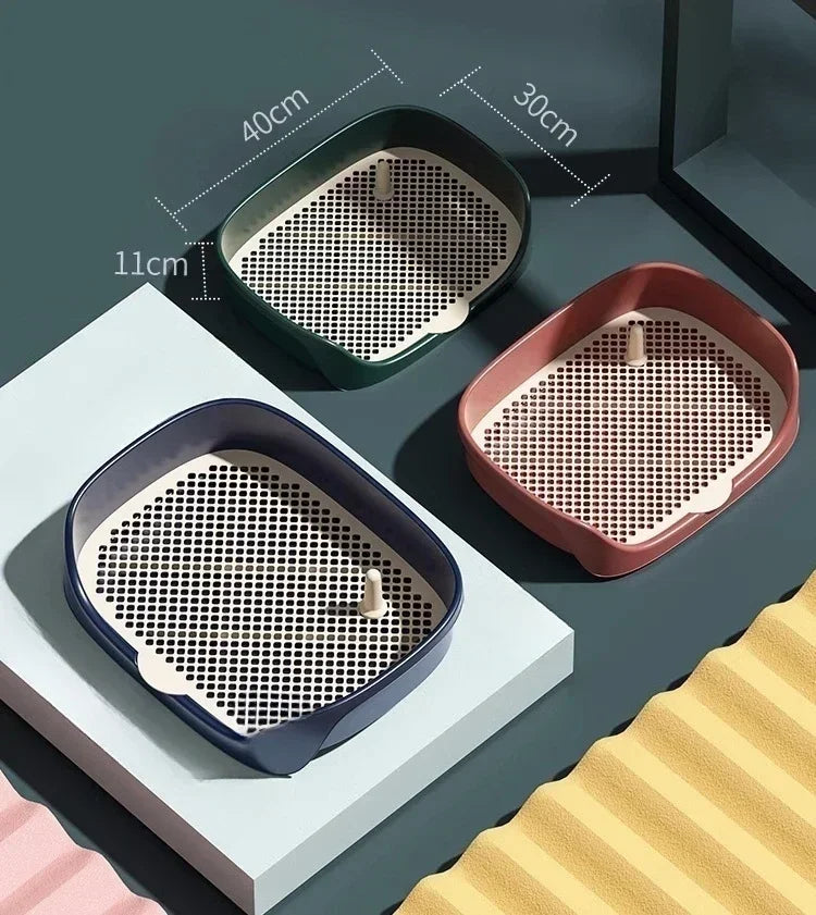 Portable Pet Toilet Training Kit Plastic with Pillar Includes Toilet Mat/Potty Tray/Pee Pad Dog Urinary Trainer Potty Training