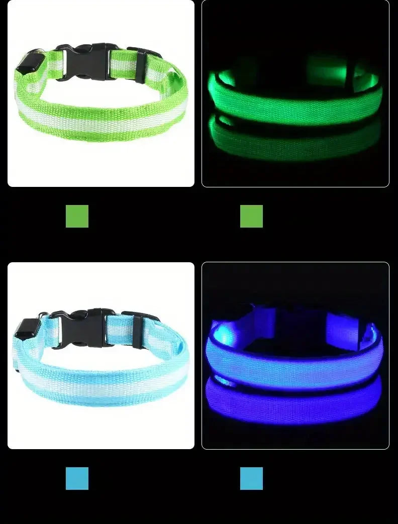 LED Safety Collar For Small And Medium Dogs - Adjustable, Flashing Glow For Night Walking