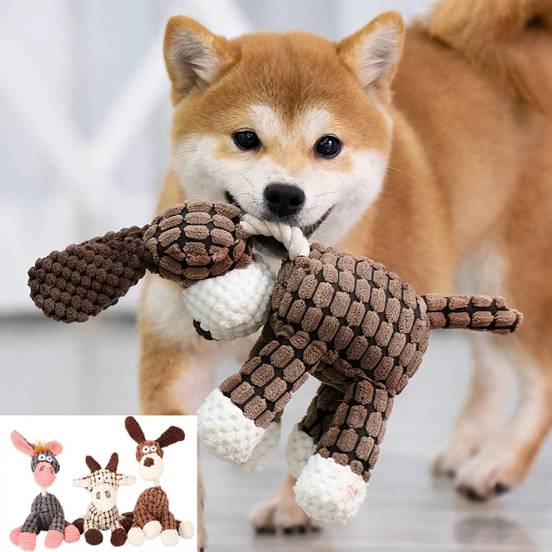 Donkey Dog Toys for Large Dogs Plush Stuffed Dog Toys for Aggressive Chewers Stuffed Dog Toys Durable Squeaky Puppy Chew Toys