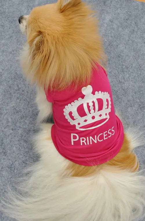 Princess Crown Dog Shirts Vest, Puppy Summer Dog Clothes for Small Dogs, Puppy Cat T Shirt Pet Apparel