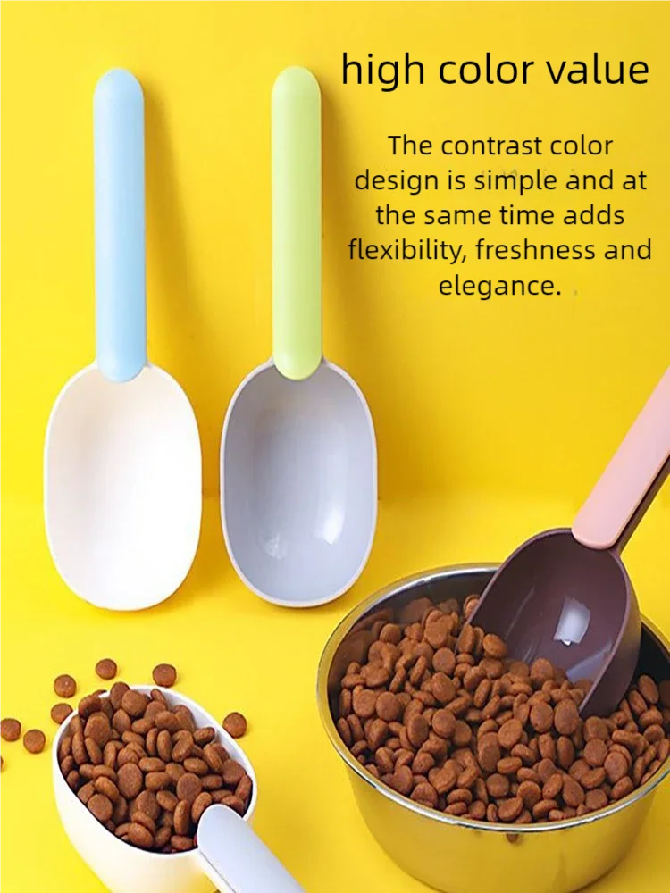 Dog Food Scoop Multifunctional Pet Feeding Spoon with Sealing Clip Grade Plastic Cat Food Dedicated Measuring Spoon