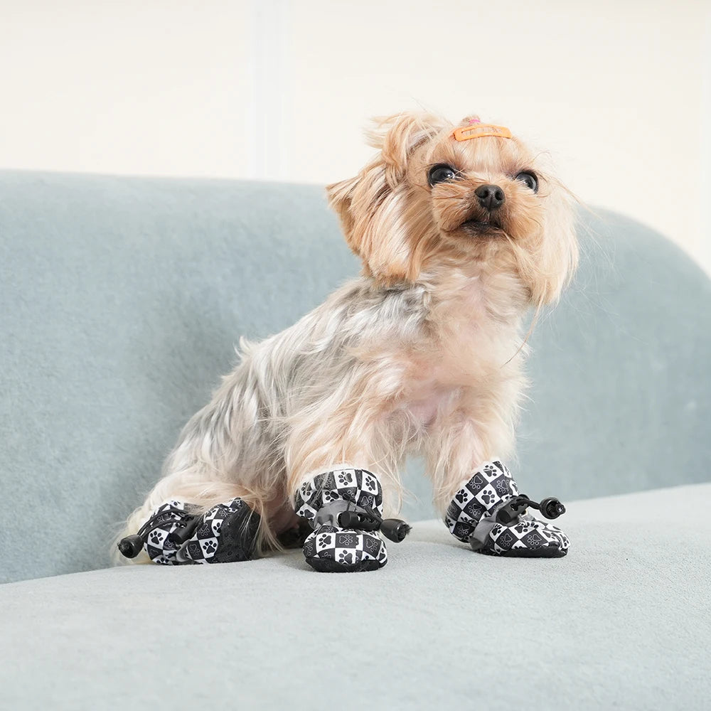 4Pcs Pet Dog Shoes Waterproof Puppy Small Medium Dogs Cat Puppy Socks Warm Snow Anti-slip Boots Pet Rain Shoes Yorkie Sneakers