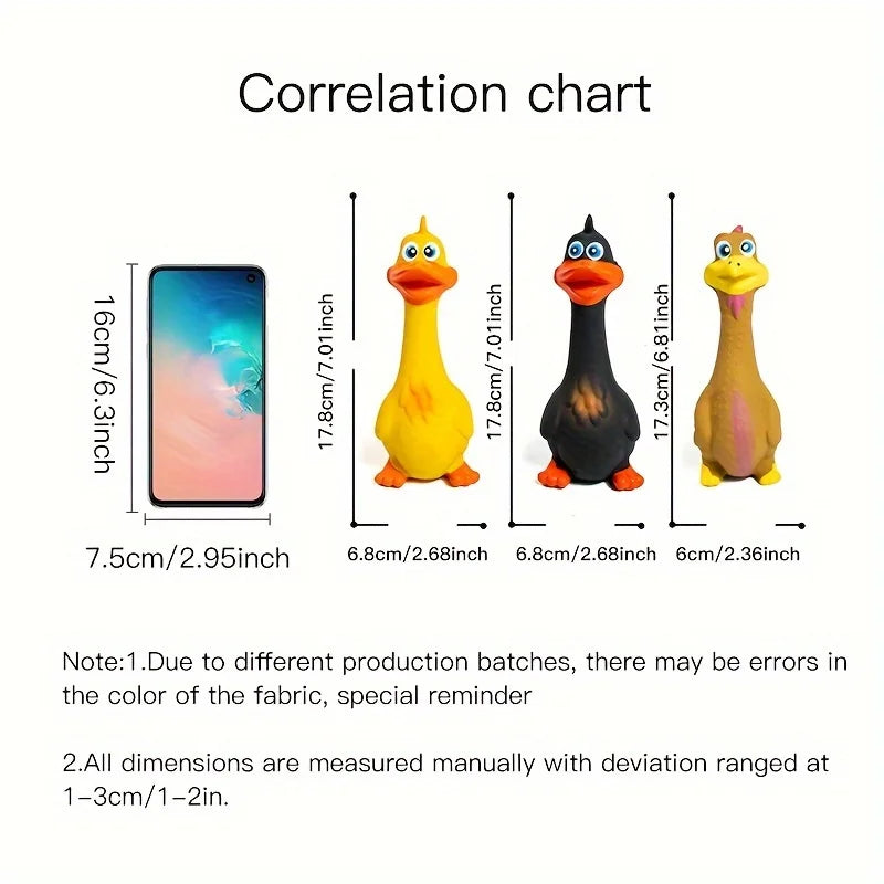 Pet Dog Sound Toy - Screaming Standing Chicken and Big-Mouthed Duck, Latex Squeaky Teething Dog Toy