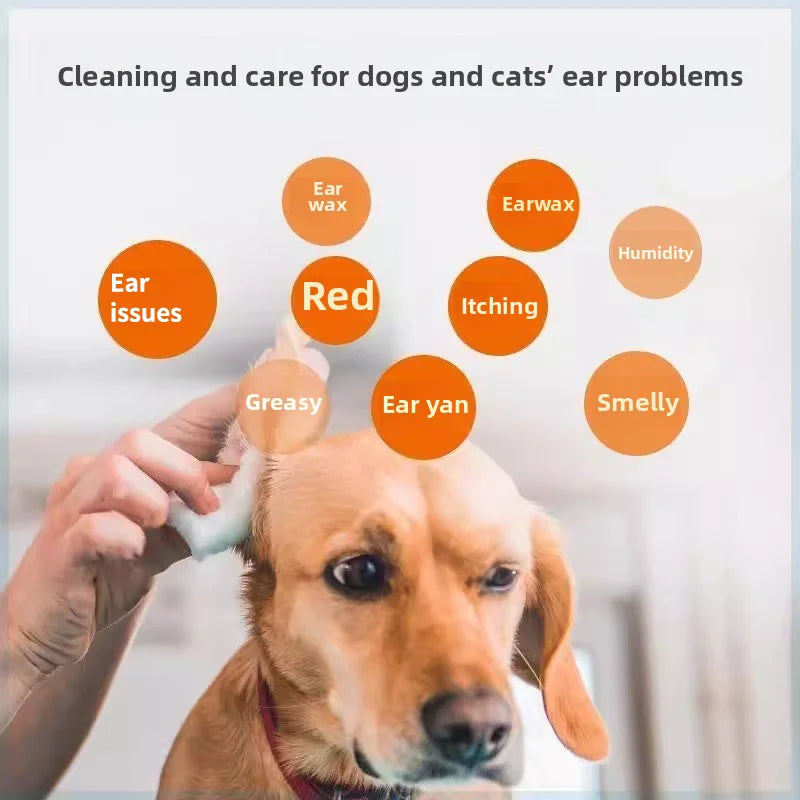 PetClear Dog Cat Ear Drops Pet Ear Cleaner Dog Earwax Clean Dog Cat Ear Odor Mites Cleaning Ear Otitis Ear Itch Prevention 60ml