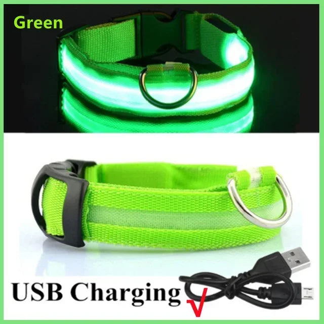 Dog Collar With LED Glowing Adjustable Flashing Rechargea Luminous Collar Night Anti-Lost Dog Light Harness for Small Dog