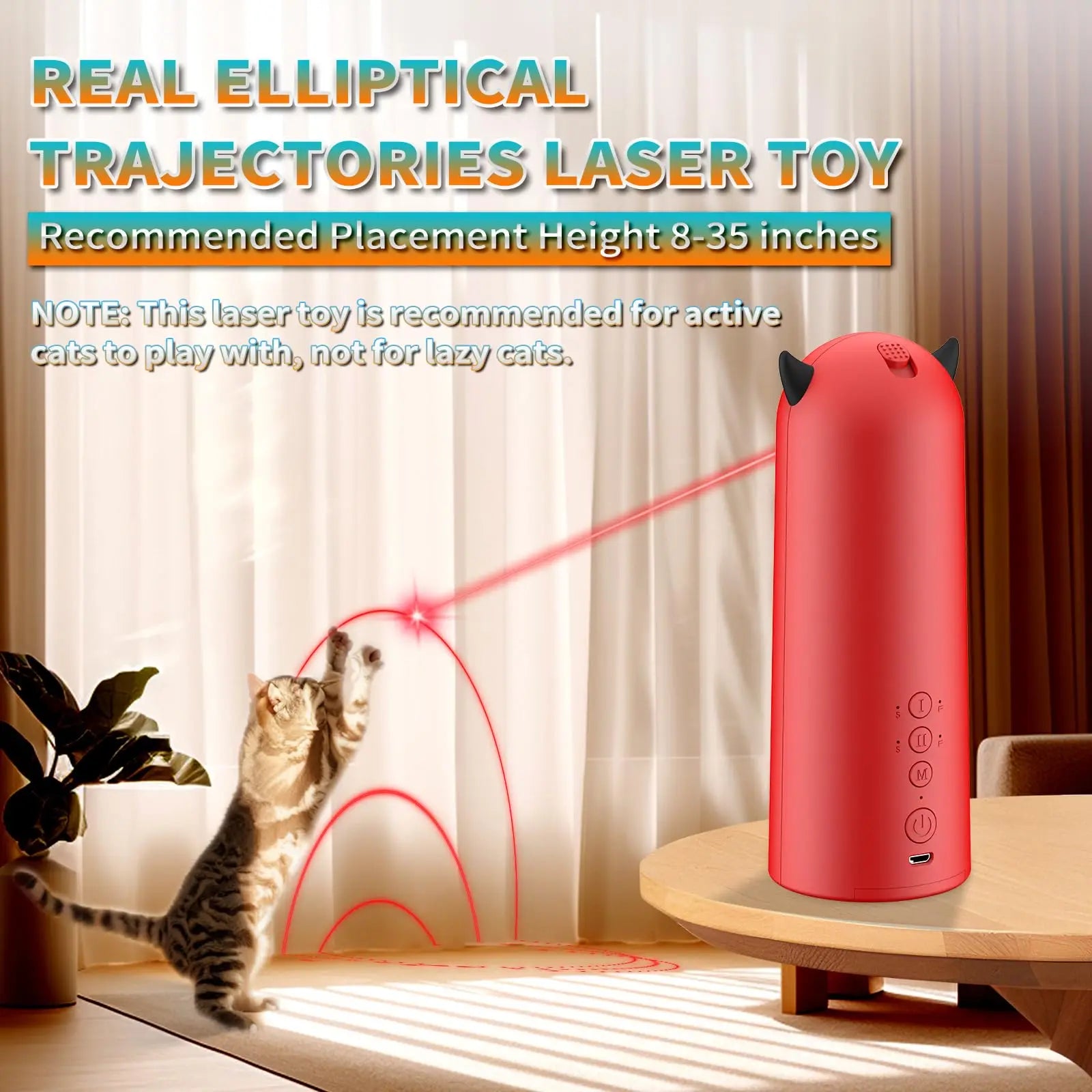 Cat Toys for Indoor Cats, [2025 Newly Upgraded] Real Trajectory Motion Activated Cat Toy, Automatic Laser Pointer Interactive A
