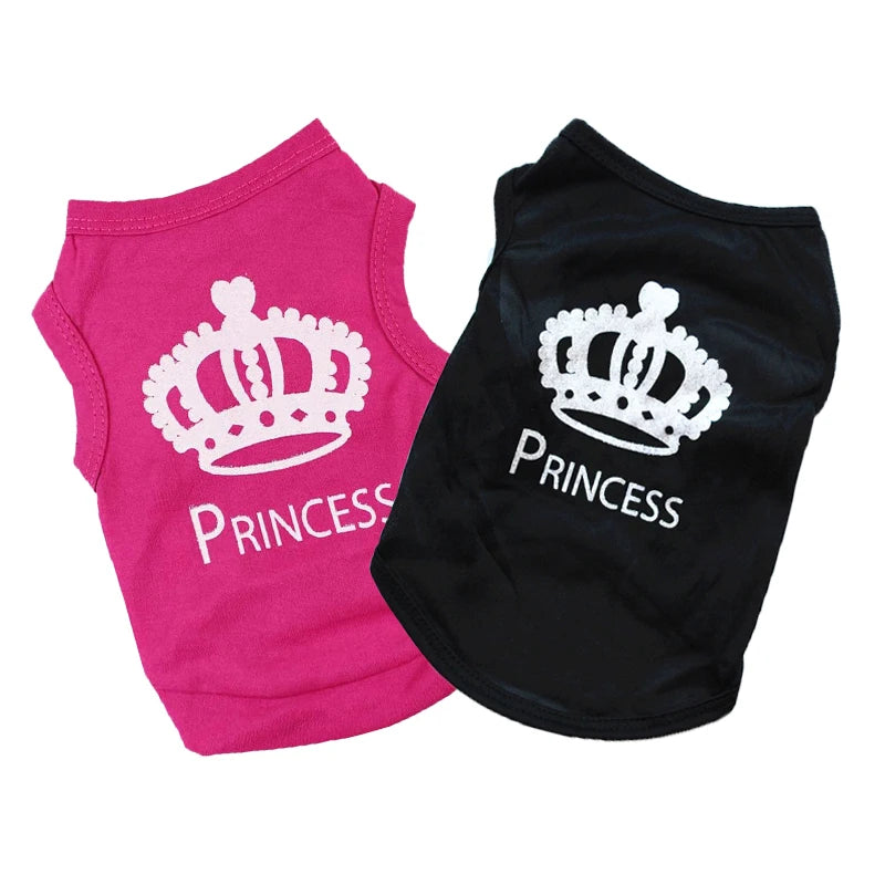 Princess Crown Dog Shirts Vest, Puppy Summer Dog Clothes for Small Dogs, Puppy Cat T Shirt Pet Apparel