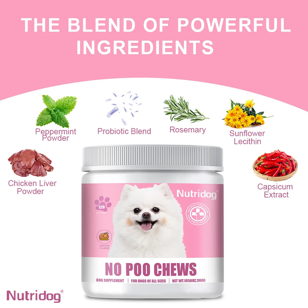 Dog Food No Poop With Probiotics - Reduces stool volume&improves soft stools Supports digestive health for sensitive stomachs