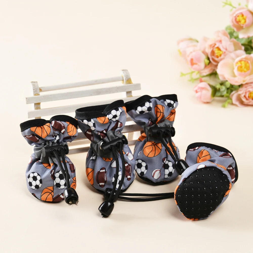 4Pcs Pet Dog Shoes Waterproof Puppy Small Medium Dogs Cat Puppy Socks Warm Snow Anti-slip Boots Pet Rain Shoes Yorkie Sneakers
